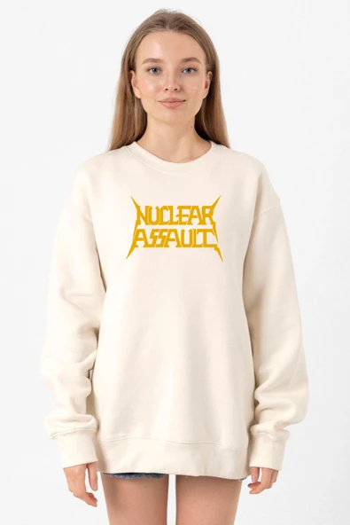 Nuclear Assault Lettern Ekru Kadın 2ip Sweatshirt ürün görseli