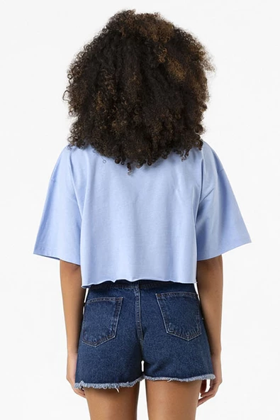 Dark Matter The Android Barcode Bebe Mavi Kadın Crop Tshirt - Resim 4