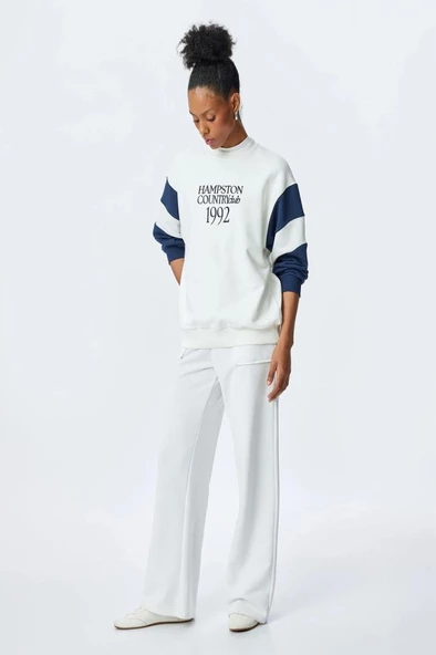 Koton Üç İplik Bisiklet Yaka Pamuklu Baskılı Sweatshirt - 2