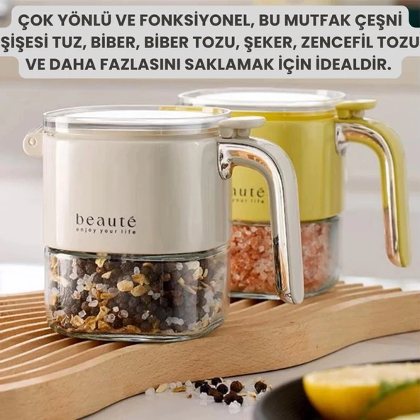 Polham Kaşıklı 400ML Sağlıklı Kurşunsuz Camlı Nem Geçirmez Mühürlü Baharatlık Kavanoz, Dayanıklı - 2