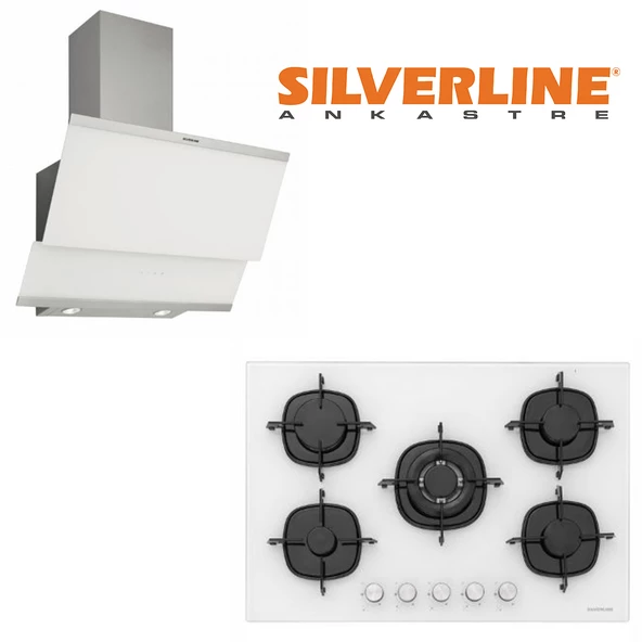 Silverline Ankastre Set 2'li Beyaz 3420.6 Davlumbaz+CS5365W01 75cm