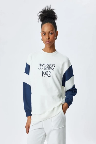 Koton Üç İplik Bisiklet Yaka Pamuklu Baskılı Sweatshirt - 3