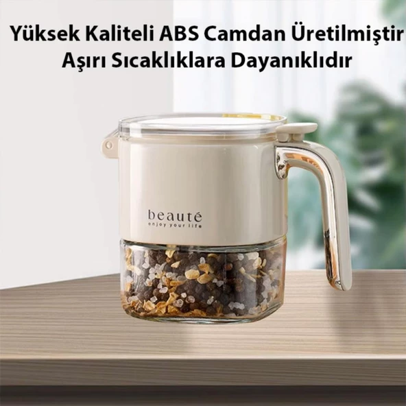 Polham Kaşıklı 400ML Sağlıklı Kurşunsuz Camlı Nem Geçirmez Mühürlü Baharatlık Kavanoz, Dayanıklı - 5