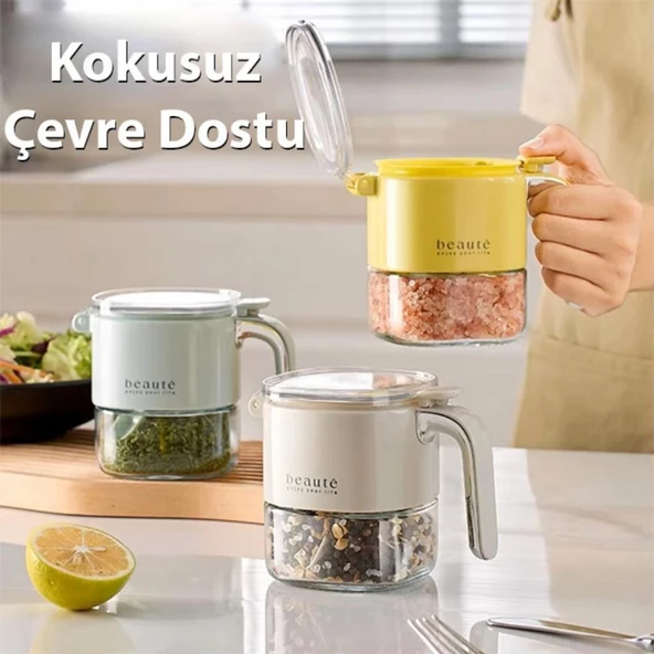 Polham Kaşıklı 400ML Sağlıklı Kurşunsuz Camlı Nem Geçirmez Mühürlü Baharatlık Kavanoz, Dayanıklı - 4