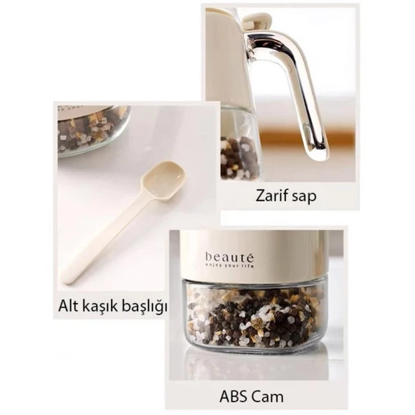 Polham Kaşıklı 400ML Sağlıklı Kurşunsuz Camlı Nem Geçirmez Mühürlü Baharatlık Kavanoz, Dayanıklı - 3