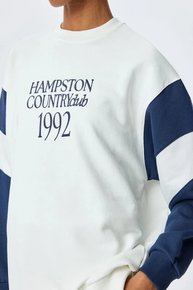 Koton Üç İplik Bisiklet Yaka Pamuklu Baskılı Sweatshirt - 5