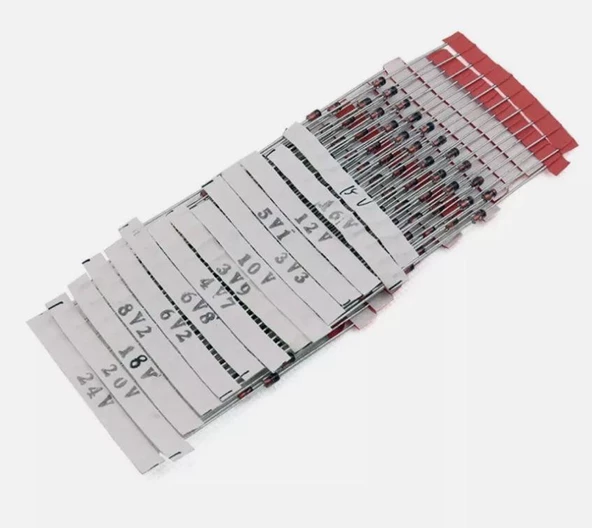140 Parça Zener Diyot Seti 1/2w 14 Farklı Değerde Şeffaf Poşette - 3