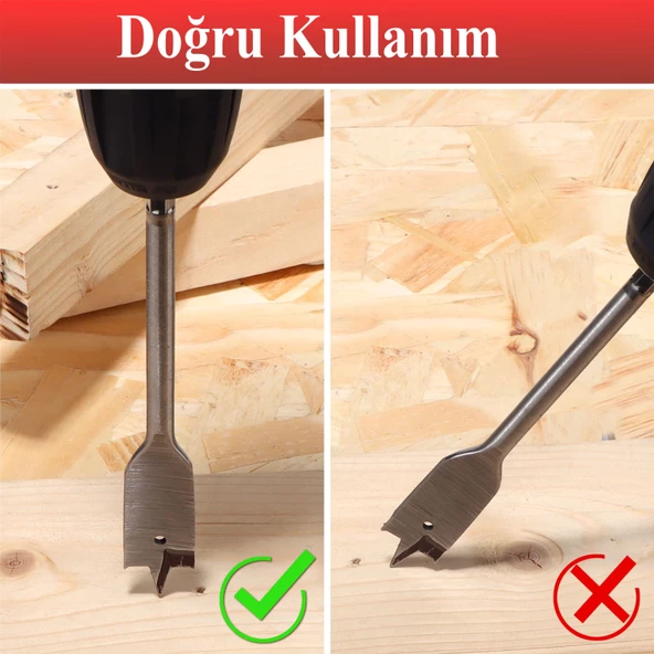 Matkap Ucu Ahşap Delme Ucu Tahta Sunta Plastik Alçıpan Delme Ucu Bits Yaprak Uç 24 mm - 5