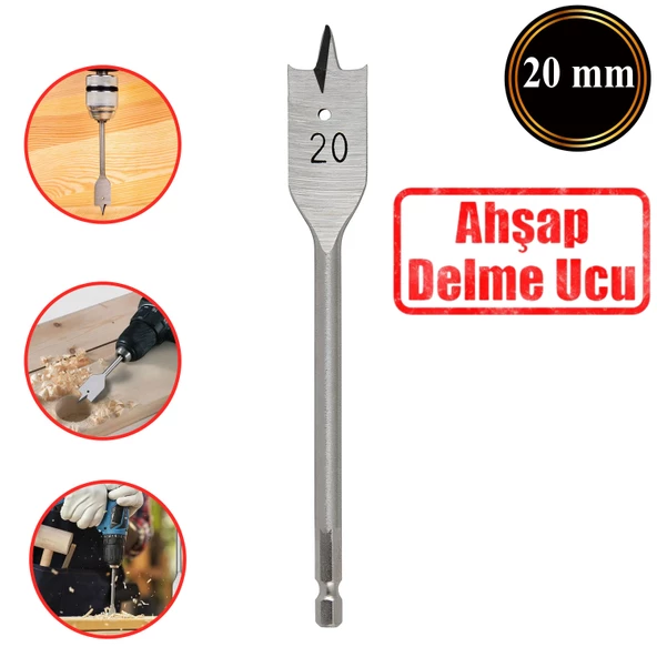 Matkap Ucu Ahşap Delme Ucu Tahta Sunta Plastik Alçıpan Delme Ucu Bits Yaprak Uç 20 mm