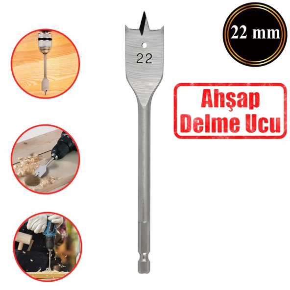 Matkap Ucu Ahşap Delme Ucu Tahta Sunta Plastik Alçıpan Delme Ucu Bits Yaprak Uç 22 mm