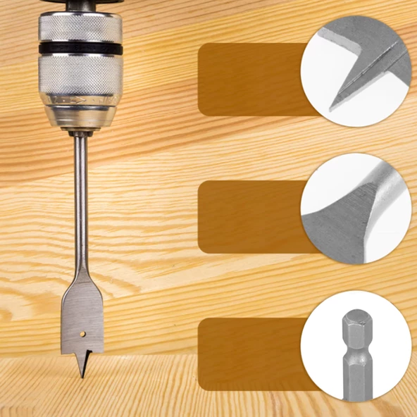 Matkap Ucu Ahşap Delme Ucu Tahta Sunta Plastik Alçıpan Delme Ucu Bits Yaprak Uç 24 mm - 7