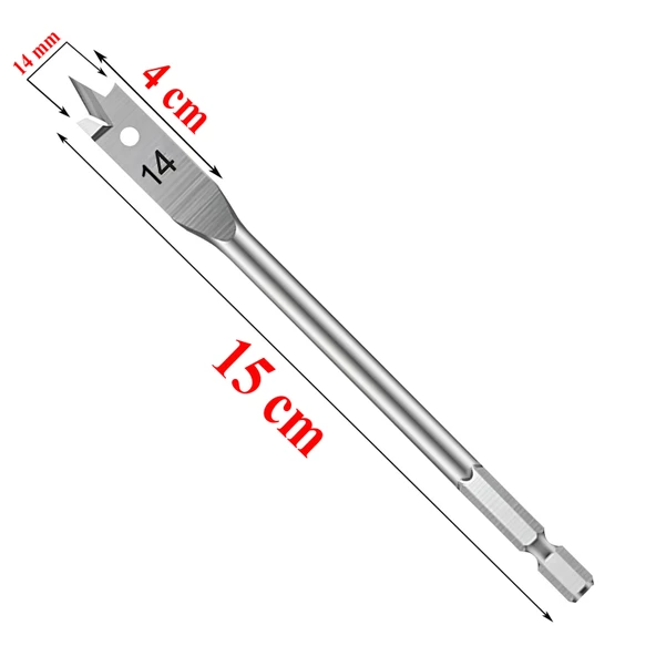 Matkap Ucu Ahşap Delme Ucu Tahta Sunta Plastik Alçıpan Delme Ucu Bits Yaprak Uç 14 mm - 3