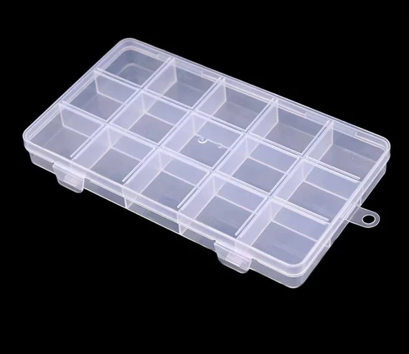 Organizer Malzeme Kutusu 15 Bölmeli Şeffaf PBB040-28 (#36) Setbox 15,5x9,5x1,8mm