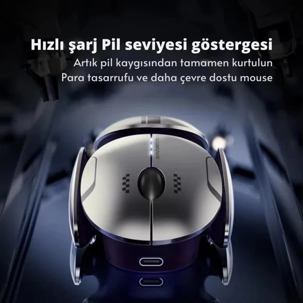 Polham 3 Modlu 300Mah Şarj Edilebilir RGB Işıklı 2400DRI Gaming Mouse, Ultra Sessiz,Gecikmesiz Mouse - Resim 5