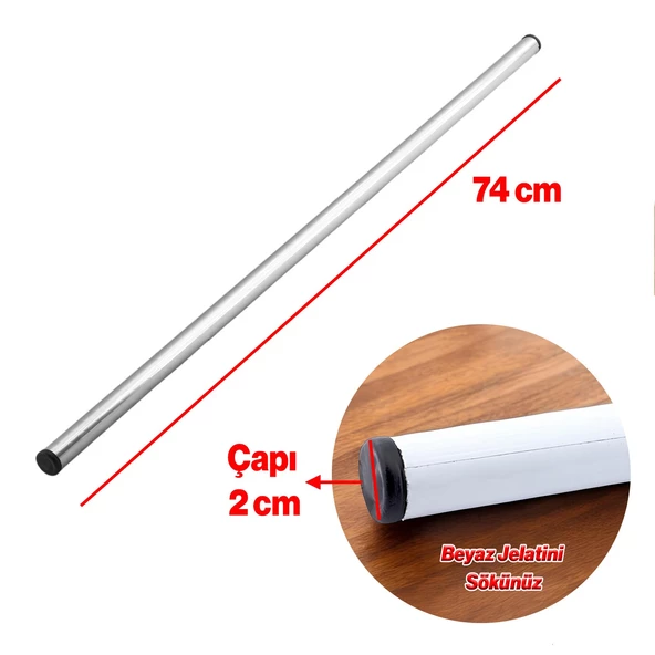 Alüminyum Metal Oklava Tekli 74 cm Mutfak Börek Hamur Un Yufka Açma Silindir Yuvarlak Krom Renk - 2