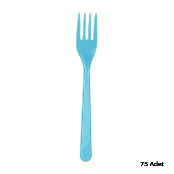 Plastik Turkuaz Renkli Lüx Parti Doğum Günü Çatal - 18 Cm. - 75 Adet - 2