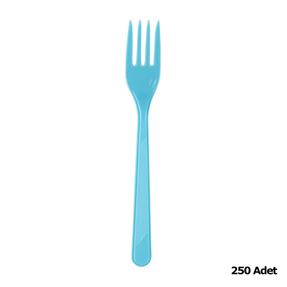 Plastik Turkuaz Renkli Lüx Parti Doğum Günü Çatal - 18 Cm. - 25 Adetlik 10 Paket - Resim 2