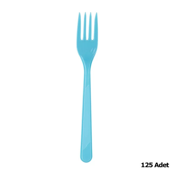 Plastik Turkuaz Renkli Lüx Parti Doğum Günü Çatal - 18 Cm. - 25 Adetlik 5 Paket - Resim 2