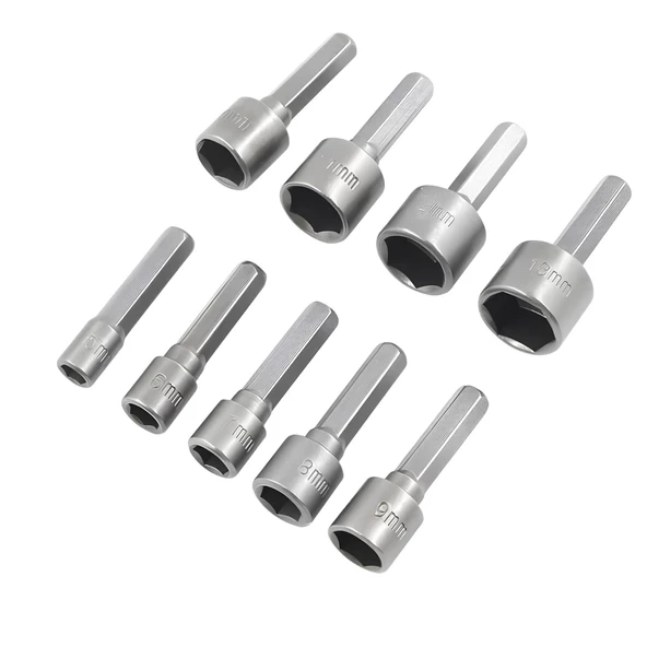 Manyetik Mıknatıslı Matkap Uyumlu 5 6 7 8 9 10 11 12 13 mm Somun Civata Adaptör Seti CRV Metal Uç - 4
