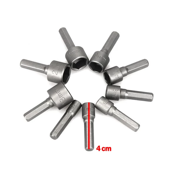 Manyetik Mıknatıslı Matkap Uyumlu 5 6 7 8 9 10 11 12 13 mm Somun Civata Adaptör Seti CRV Metal Uç - 3