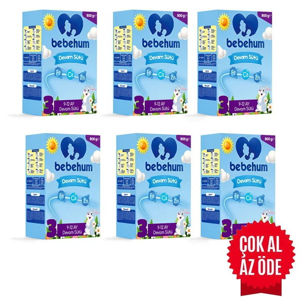 3 No Bebek Sütü 0-6 Ay 800 gr x 6 Adet
