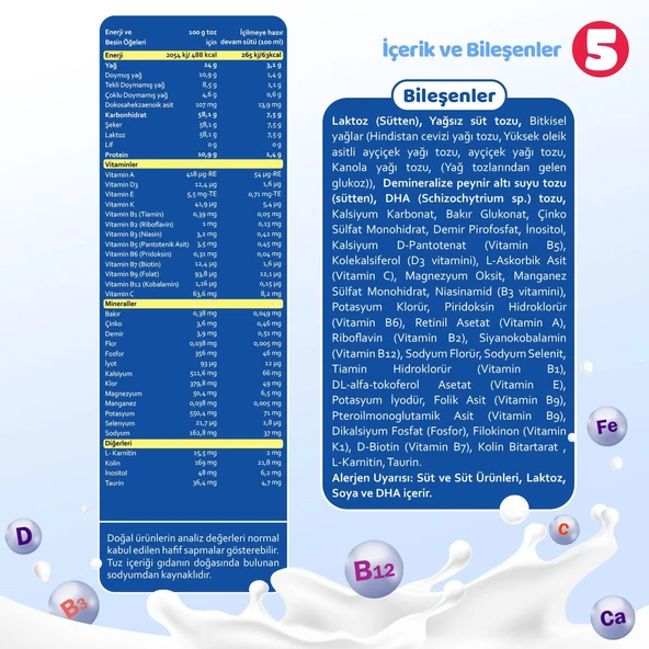 5 No Bebek Sütü 0-6 Ay 800 gr x 6 Adet - 2