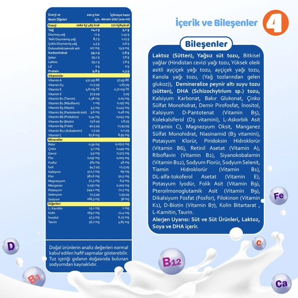 4 No Bebek Sütü 12 Ay 800 gr X 6 Adet - 2