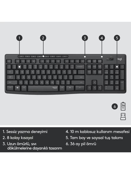 Logitech MK295 Silent Kablosuz Klavye Mouse Seti - Teşhir - 3