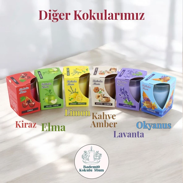 Kokulu Mum Dekoratif Mini Cam Kavanoz Bardak Mumluk Kandil Kırmızı Hediyelik Kiraz Kokulu Mumlar - 7