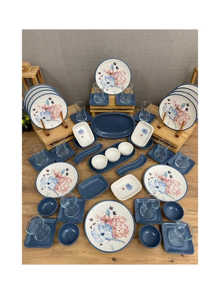 Keramika Takım Kahvaltı Blue Flowers 53 Parça 12 Kişilik 2022905