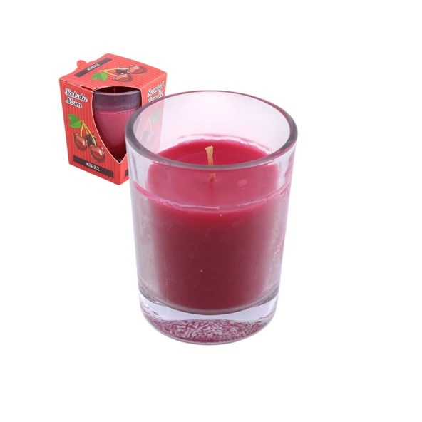 Kokulu Mum Dekoratif Mini Cam Kavanoz Bardak Mumluk Kandil Kırmızı Hediyelik Kiraz Kokulu Mumlar - 6