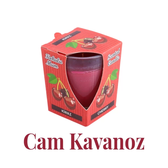 Kokulu Mum Dekoratif Mini Cam Kavanoz Bardak Mumluk Kandil Kırmızı Hediyelik Kiraz Kokulu Mumlar - 3