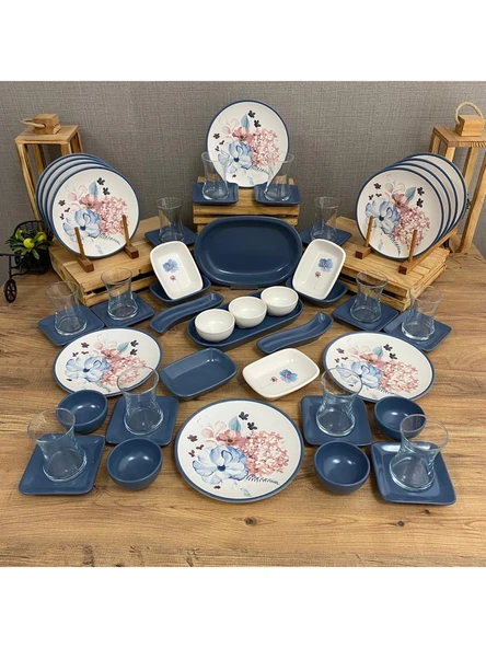 Keramika Takım Kahvaltı Blue Flowers 53 Parça 12 Kişilik 2022905 - 3