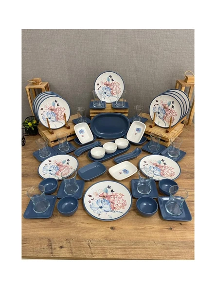 Keramika Takım Kahvaltı Blue Flowers 53 Parça 12 Kişilik 2022905 - 2