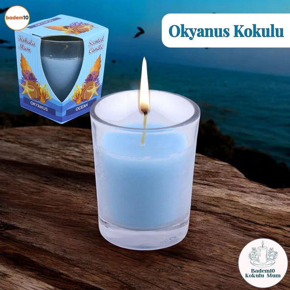 Kokulu Mum Dekoratif Mini Cam Kavanoz Bardak Mumluk Kandil Hediyelik Mavi Okyanus Kokulu Mumlar - 7
