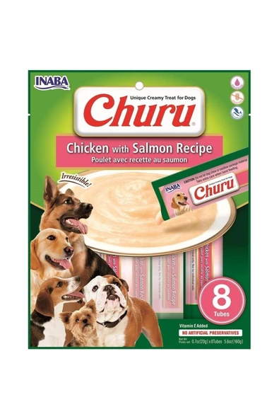 Ciao Churu Somonlu Ve Tavuklu Tamamlayıcı Köpek Ödül Maması 8 * 20 Gr