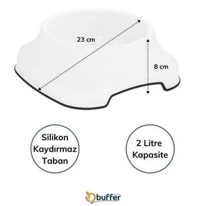 Silikon Kaydırmaz Taban Plastik Kedi ve Köpek Mama ve Su Kabı 2 L - 3