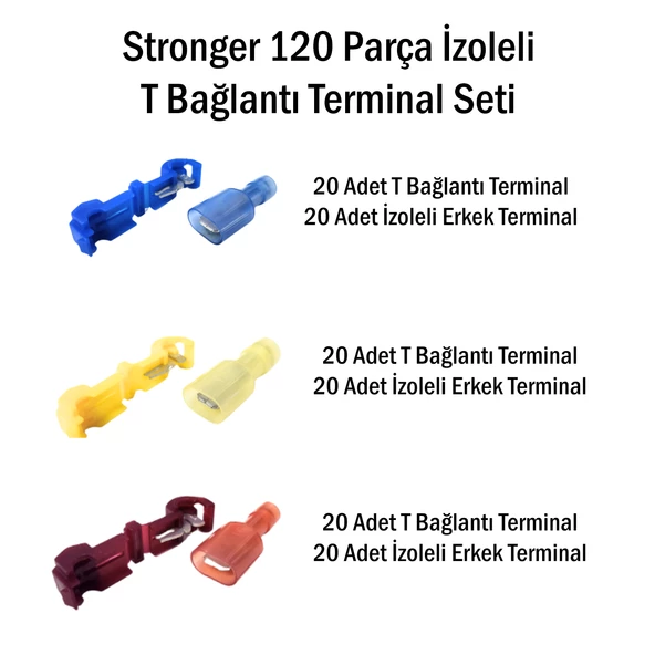 Stronger 120 Parça İzoleli T Bağlantı Terminal Seti - 2