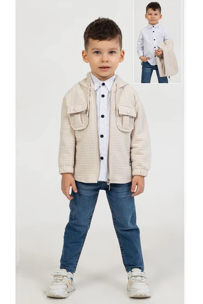 Life For Moda Erkek Çocuk Gömlekli Ceketli 3'lü Takım 3749