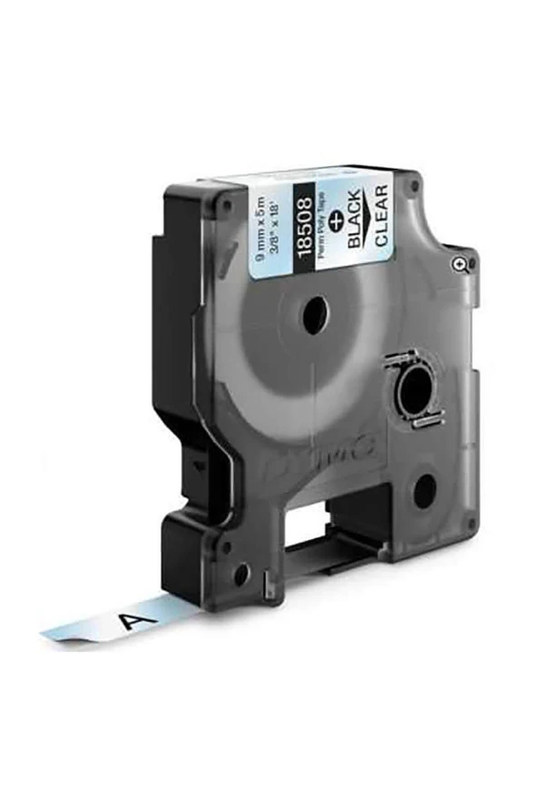 Dymo RhinoPRO Sabit Polyester Şerit 9mm x 5.5metre Şeffaf/Siyah - Resim 2