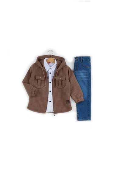 Life For Moda Erkek Çocuk Gömlekli Ceketli 3'lü Takım 3749 - 3