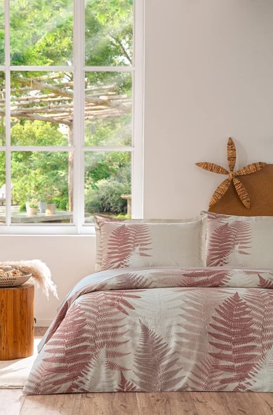 Özdilek Love Ladder Çift Kişilik Lastikli Fitted Çarşaf Nevresim Takımı Kahve