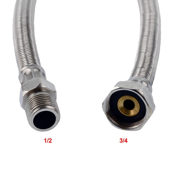 Paslanmaz Çelik Örgü Flex Su Hortumu 1/2-3/4 - Resim 4