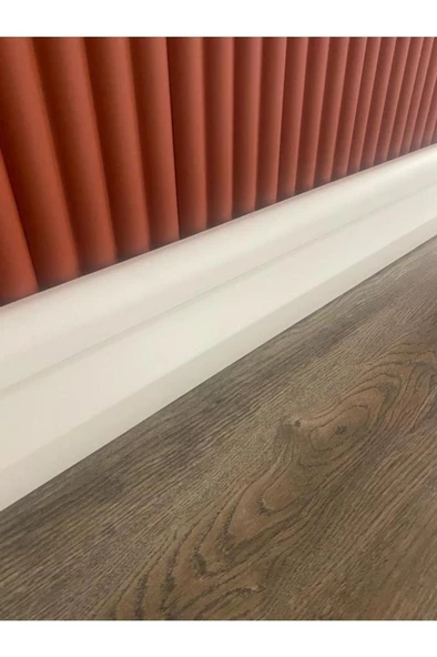 Renkli Duvarlar 11.5cm x 240cm Polimer Lake Beyaz Ledli Süpürgelik Salon Ev Ofis Koridor Çıta Parke Süpürgelik - 3