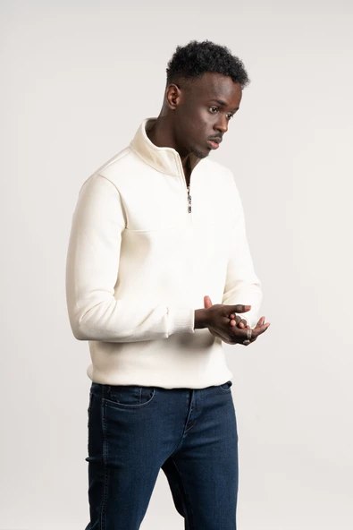 FBI Fermuarlı Dik Yaka 3 İplik İçi Şardonlu Slimfit Sweatshirt - 6