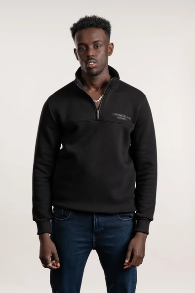 FBI Fermuarlı Dik Yaka 3 İplik İçi Şardonlu Slimfit Sweatshirt - 12