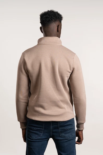 FBI Fermuarlı Dik Yaka 3 İplik İçi Şardonlu Slimfit Sweatshirt - 4