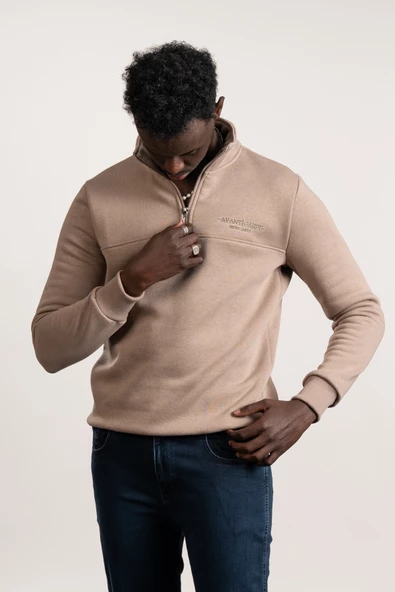 FBI Fermuarlı Dik Yaka 3 İplik İçi Şardonlu Slimfit Sweatshirt - 3