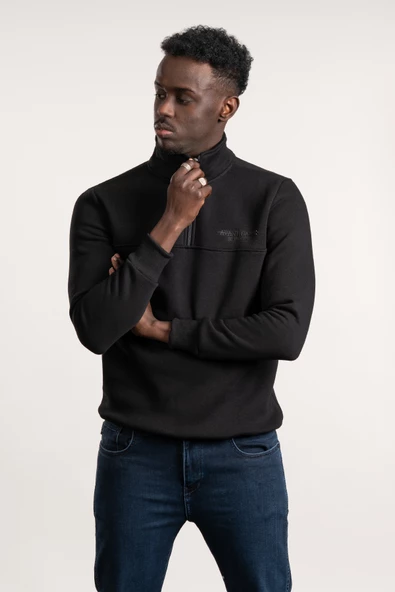 FBI Fermuarlı Dik Yaka 3 İplik İçi Şardonlu Slimfit Sweatshirt - 10