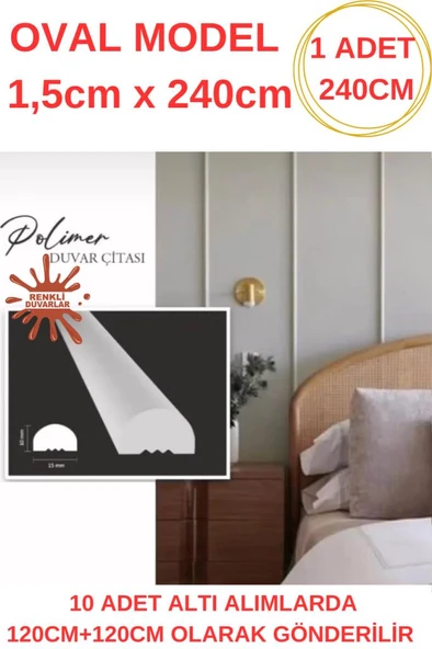1.5cm x 240cm Polimer Lake Beyaz Elit Pvc Çıta Salon Ev Ofis Koridor Duvar Çıtalama